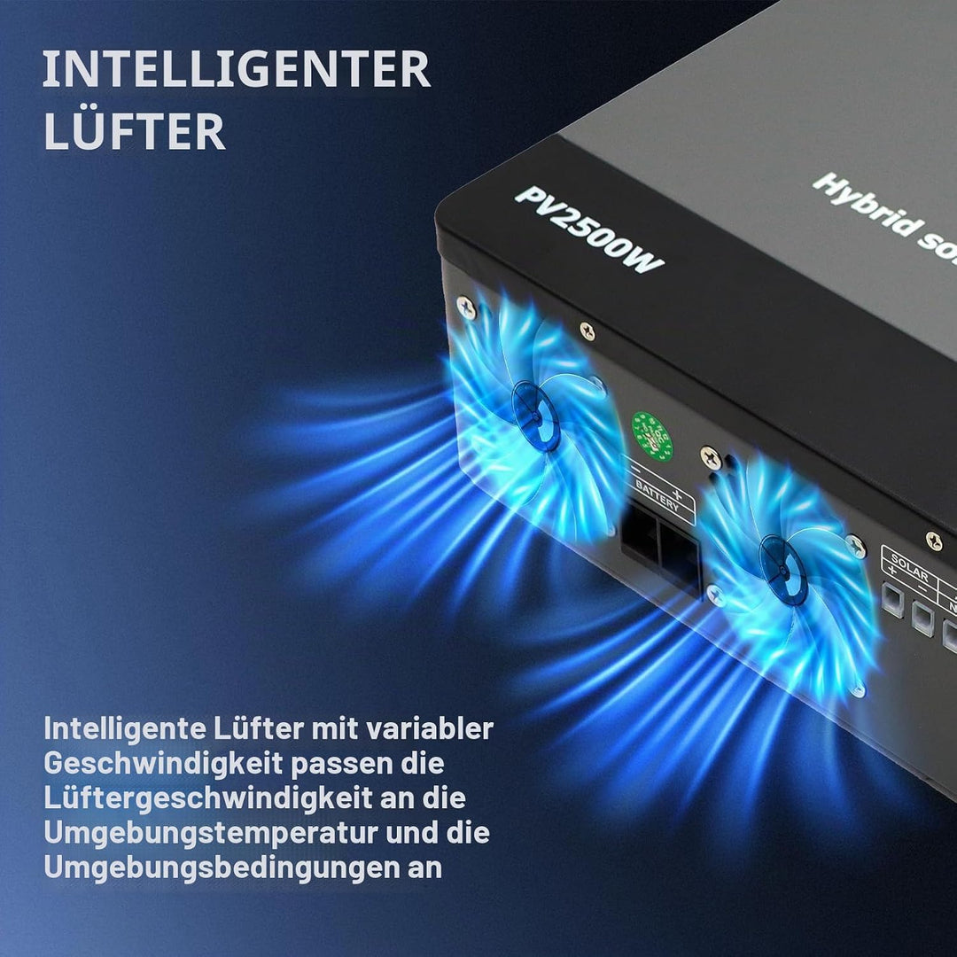 DATOUBOSS 1800W Hybrid Solar Wechselrichter 12V Reiner Sinus, 12V DC auf 230V AC Inverter mit MPPT L