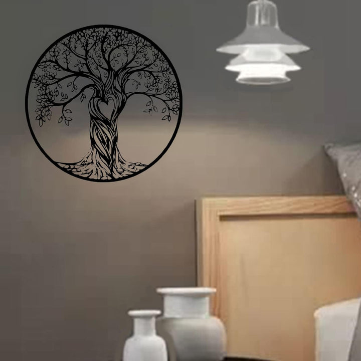 LIKEUDO 50 cm Tree of Life Schwarz Metall Baum Des Lebens Deko Wohnzimmer Wanddeko Wandkunst Schlafz