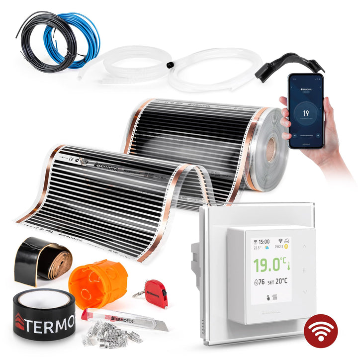 Termofol Elektrische Fussbodenheizung Heizfolie 230V - mit Thermostat H7 WiFi Weiss - Leistung 140W/