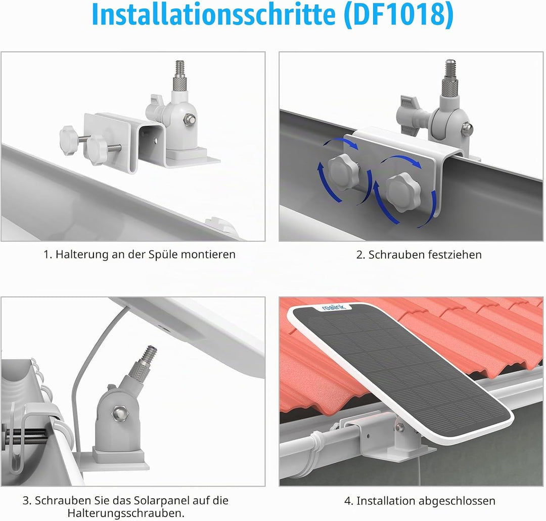 HOLACA Kamera und Solarpanel Dachrinnenhalterung Kompatibel mit Reolink Argus 3MP,4MP/2K,5MP/2K,4K/8