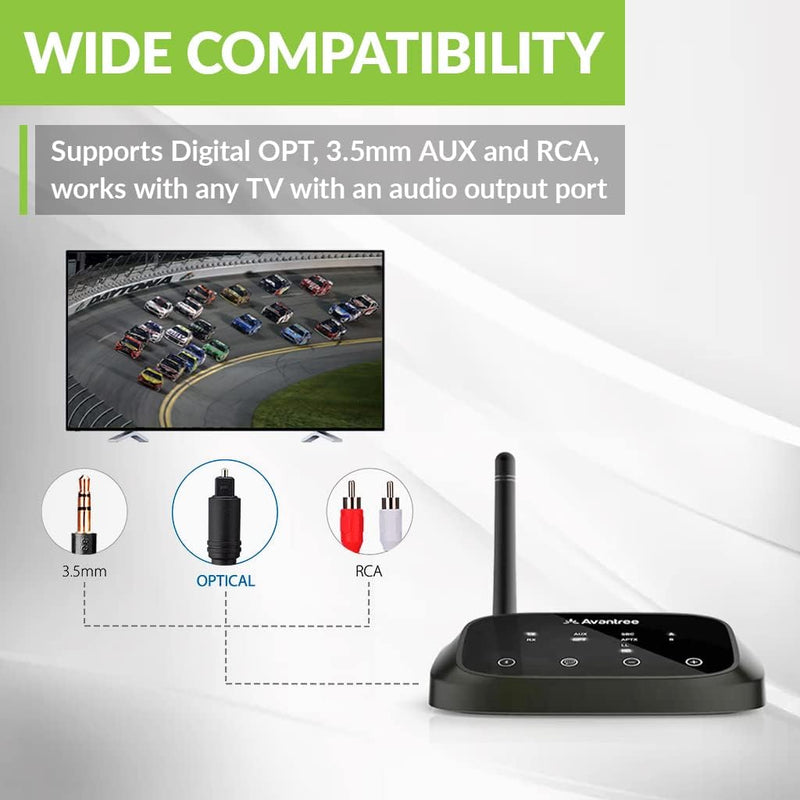 Avantree Oasis Plus aptX HD Low Latency Bluetooth 5.0 Transmitter Sender Empfänger für TV, Drahtlose