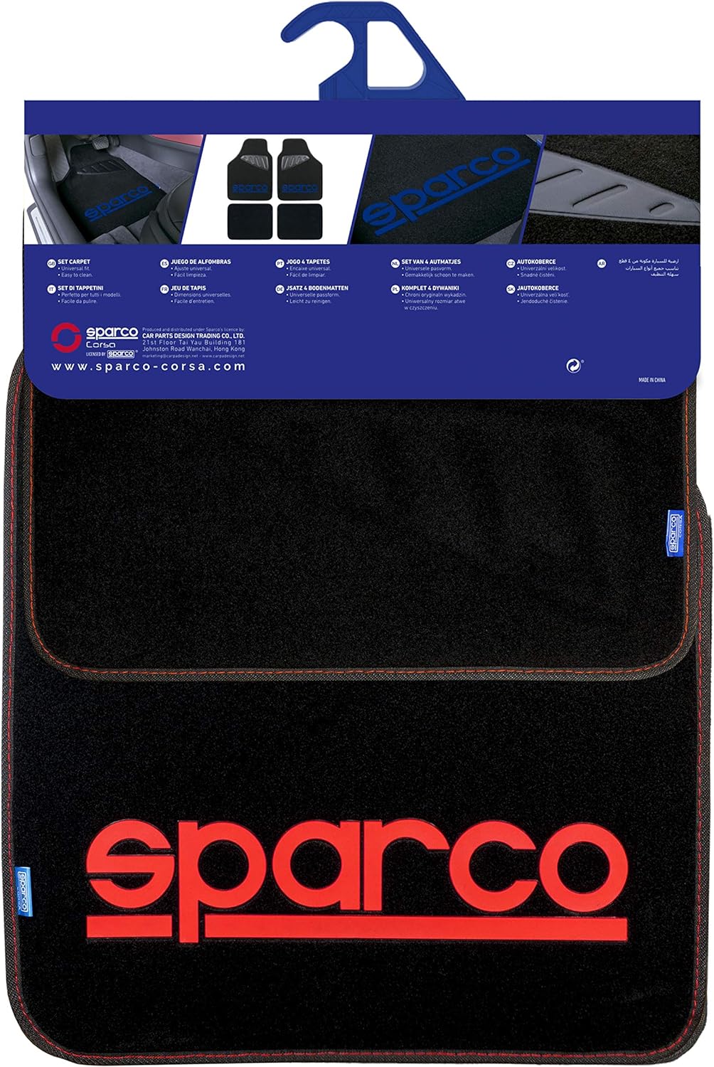 Walser 16993 Sparco SPC Autoteppich, Schwarz/Rot SPC TEPPICH