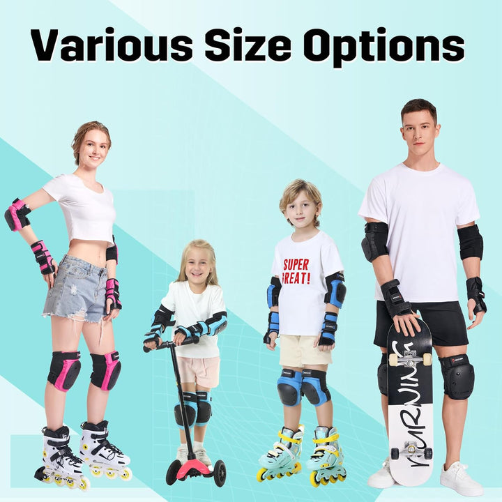 Forzueby Knieschoner, Ellbogenschützer und Handgelenkschützer für Erwachsene&Kinder Protektoren Set,