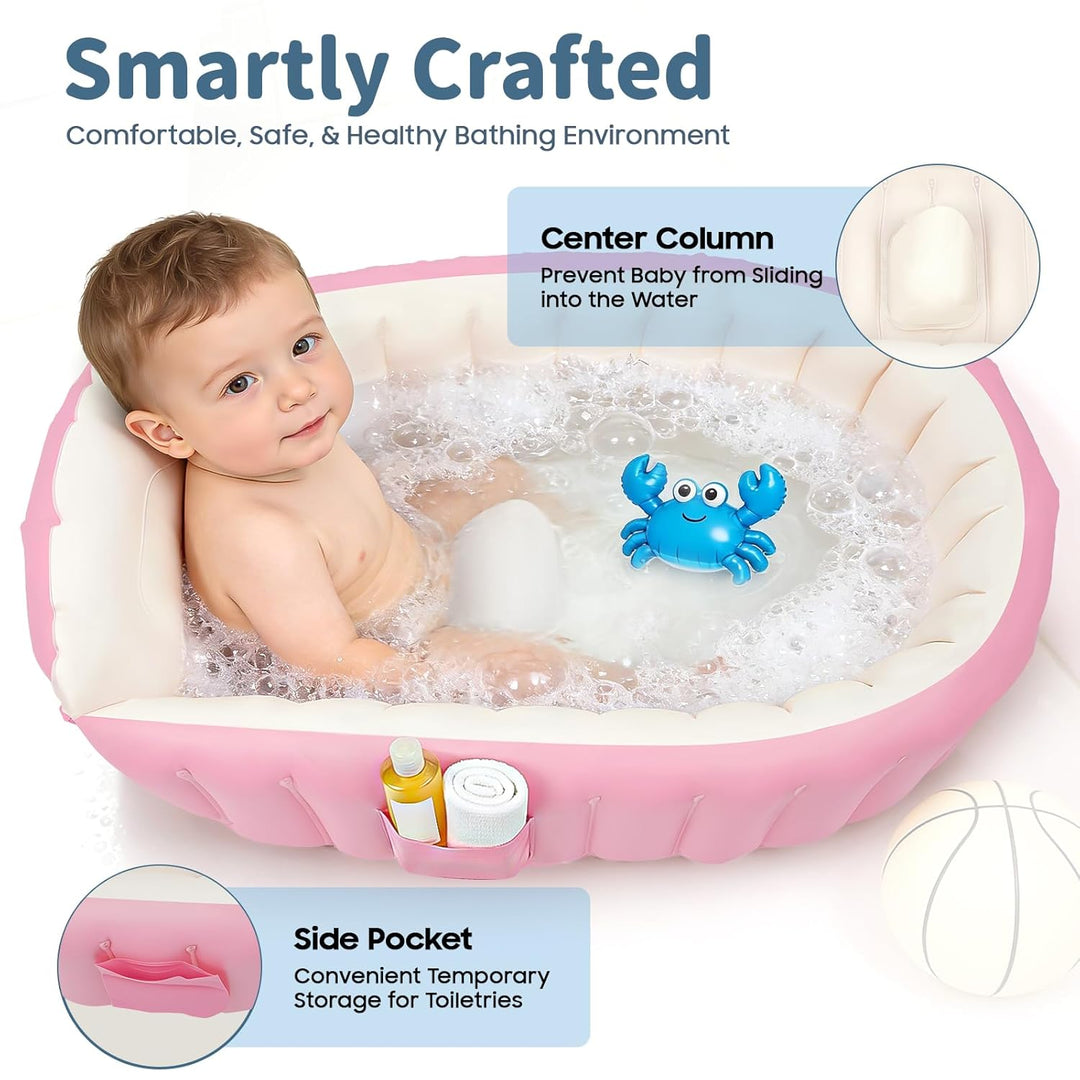 Baby Aufblasbare Badewanne, Tragbare Reise Baby Säugling Badewanne Kleinkind Badewanne mit Luftpumpe