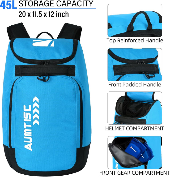 AUMTISC Skischuhtaschen mit Helmfach und Rucksackgurten, Skirucksack Skischuhrucksack mit Helmtasche