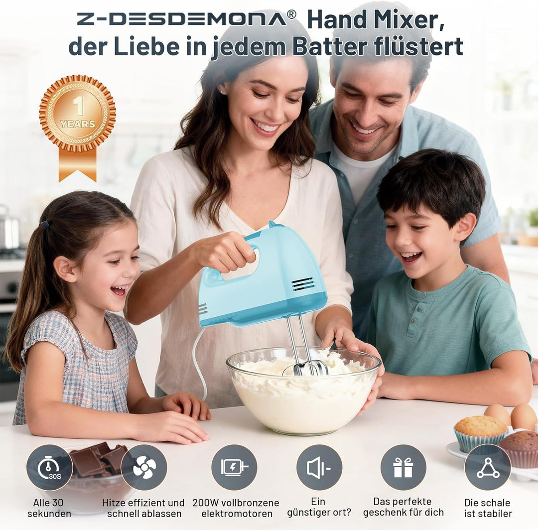 Elektrischer Handmixer, Kleine Lebensmittelmischer 7 Geschwindigkeiten Handmischer, 304 * (1 * Whisk