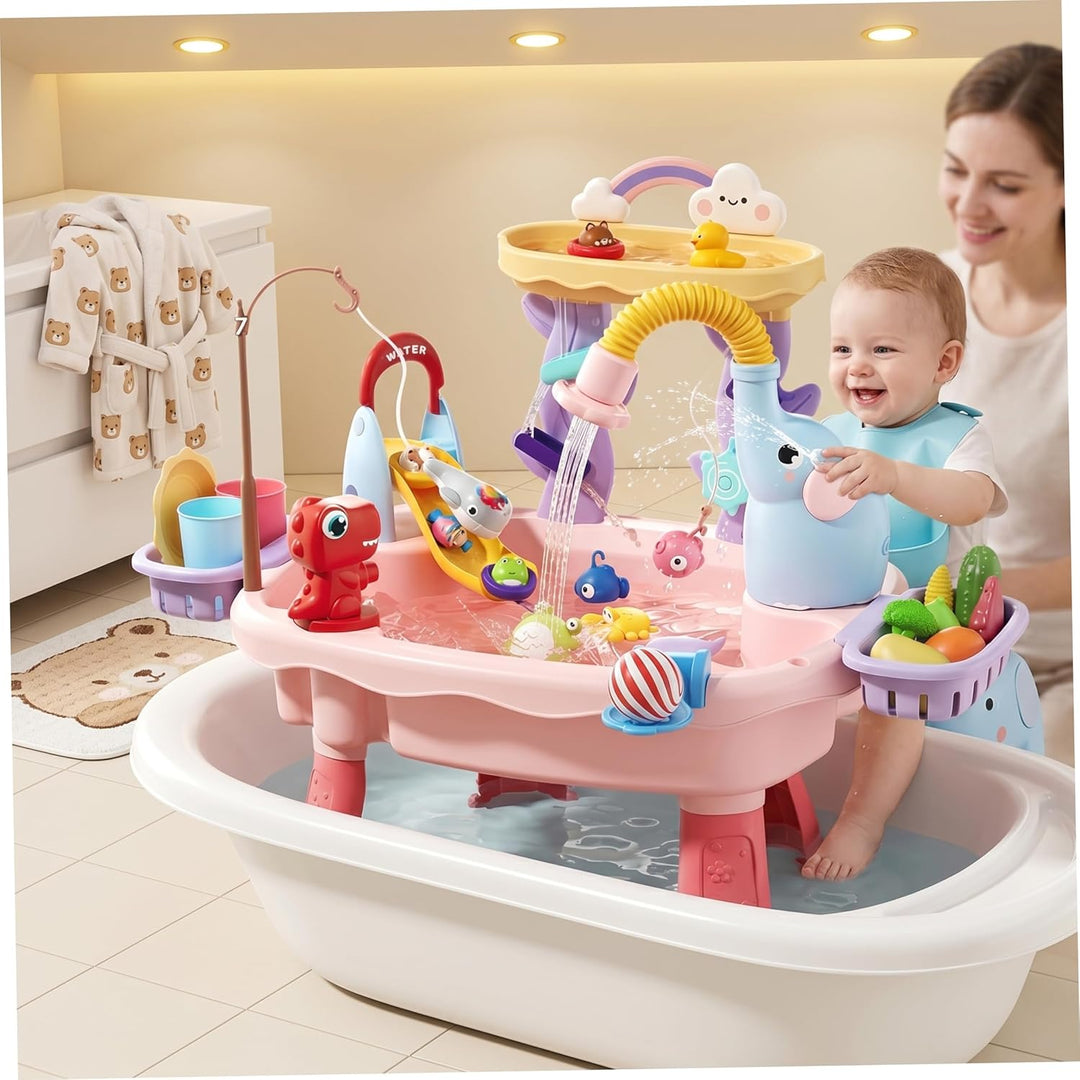 Wassertisch für Kinder, Wasserspieltisch für Kleinkinder – Doppelschichtiges 6-in-1-Sandspielzeug mi