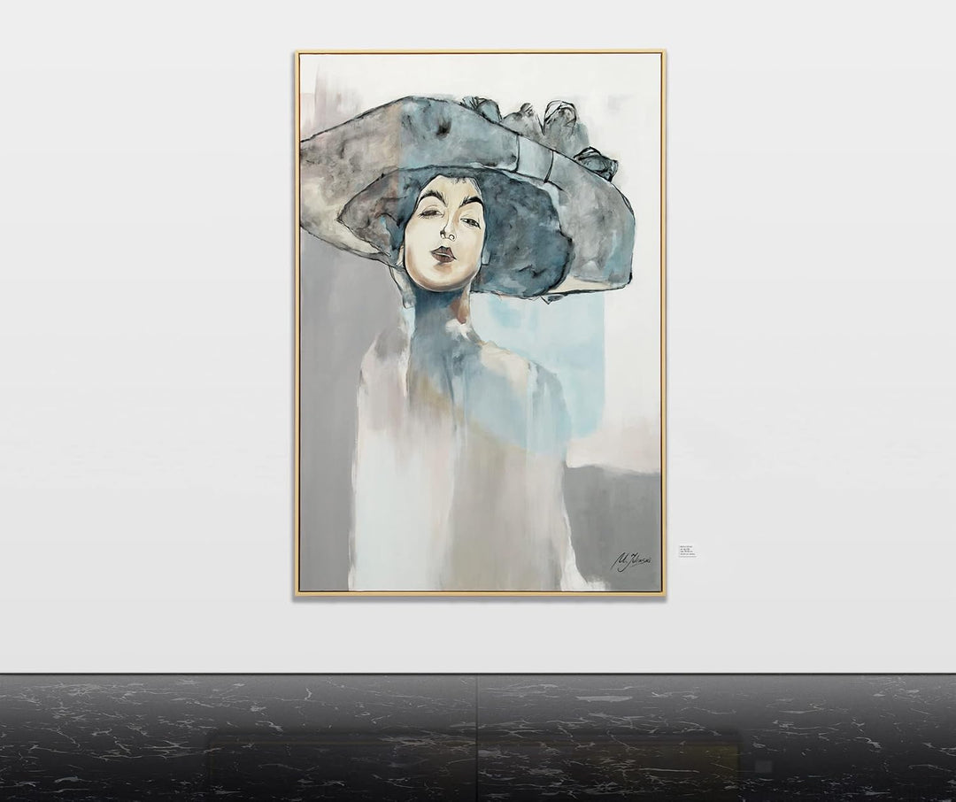 YS-Art XXL Abstrakt Acryl Gemälde auf Leinwand mit Rahmen Bridget handgemalte Wandbilder Wohnzimmer