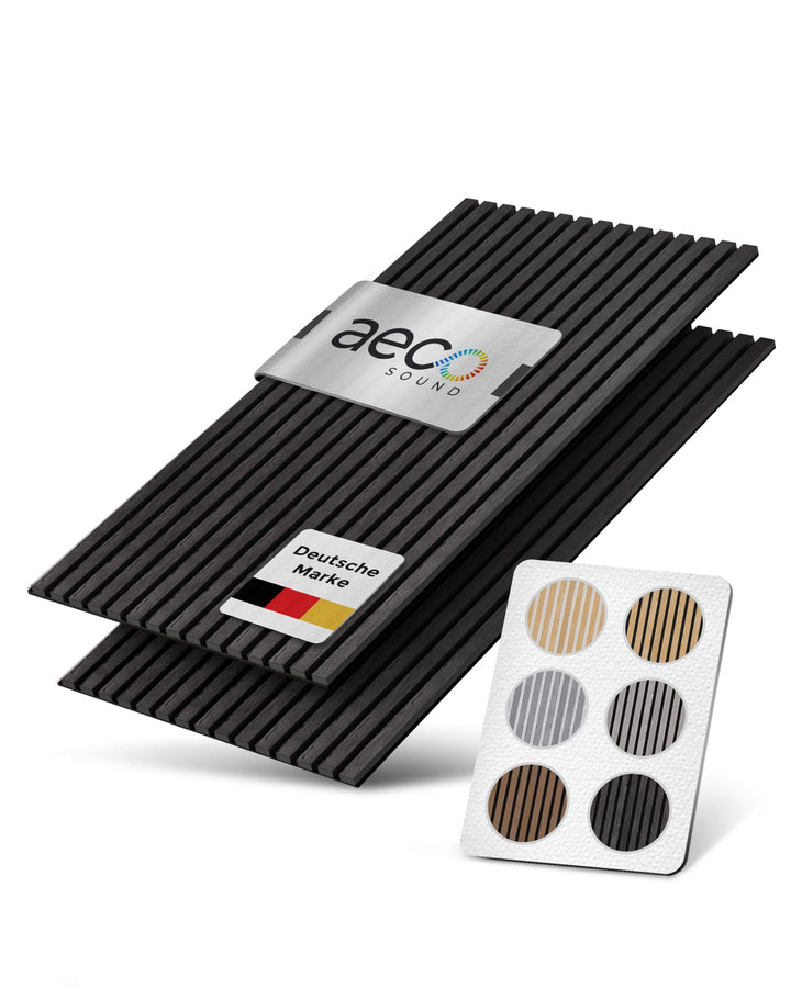 Aeco Sound® - Akustikpaneele aus Holz, 2 Stück x 120x60cm - Wandpaneele aus Akustik-Filz (Schwarz) &