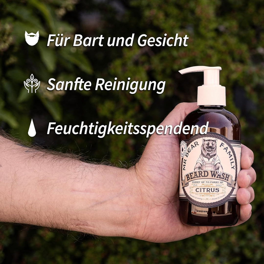 Mr Bear Family Natürliches Bartshampoo für Männer 250ml - Citrus - mehr Feuchtigkeit für einen volle