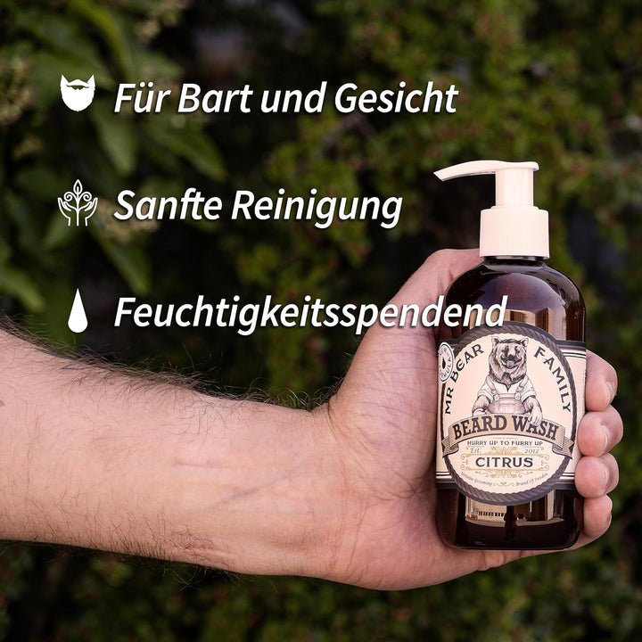 Mr Bear Family Natürliches Bartshampoo für Männer 250ml - Citrus - mehr Feuchtigkeit für einen volle