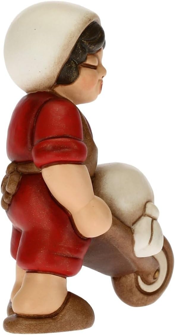 THUN - Figur Krippe Herren mit Schubkarre - Weihnachtsdekoration Haus - Linie Krippe, rote Variante
