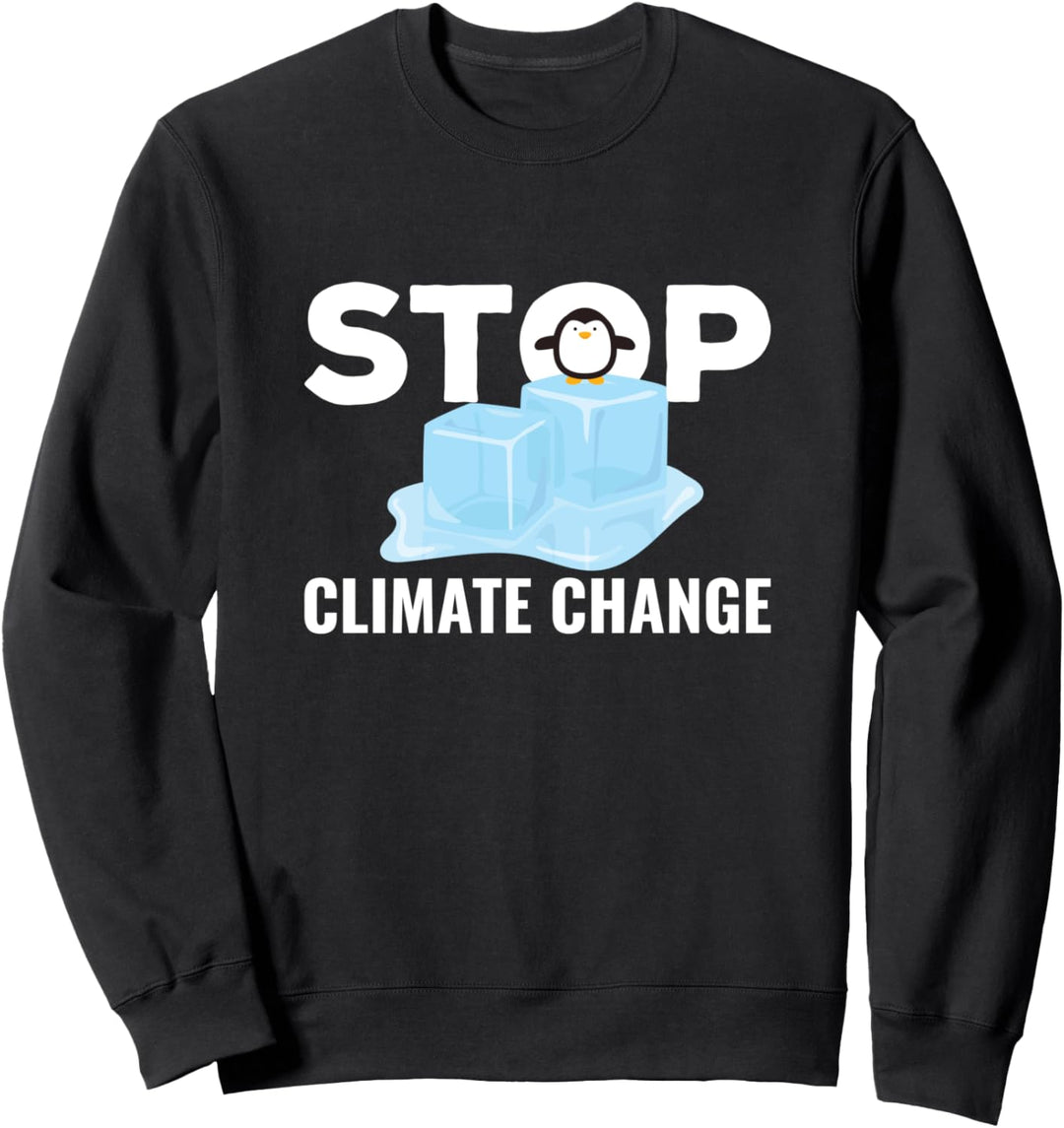 Stoppen Sie den Klimawandel! Pinguin auf Eis Sweatshirt