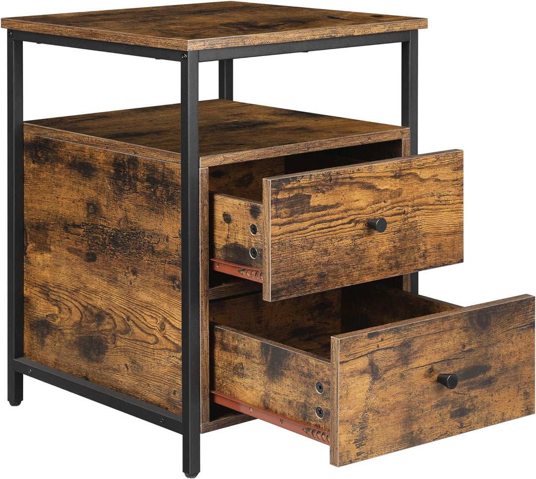 VASAGLE Nachttisch, Beistelltisch, 45 x 45 x 60 cm, Nachtschrank mit 2 Schubladen und offenem Fach,