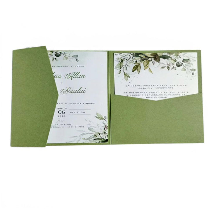 MillaSaw Olivgrün, Hochzeitseinladung, 15 x 15 cm, 25 Stück (olivgrün matt), olivgrün matt