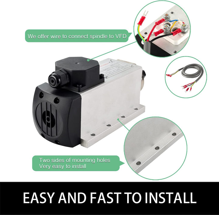 CNC-Spindel-CNC-Motor, 220 V, 2.2 kW, 2200 W, quadratischer luftgekühlter Spindelmotor, 2.2 Keramikl