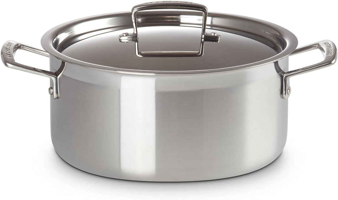 Le Creuset Bratentopf aus 3-ply Edelstahl mit Deckel, Ø 24 cm, Für alle Herdarten inkl. Induktion ge