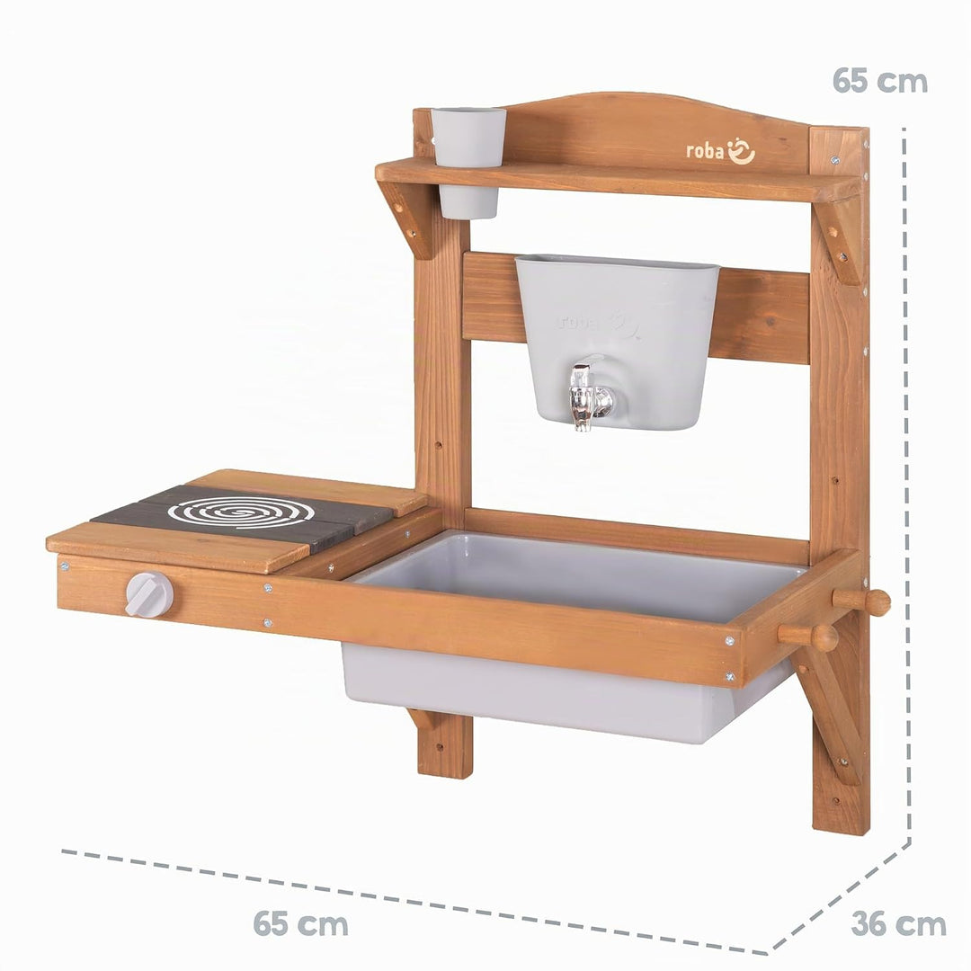 roba Kinder Matschküche zum Hängen - Funktionelle Outdoor Spielküche mit Wasserspender &amp; Zubehör - W