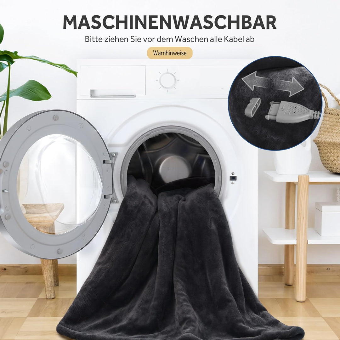 Warmrest Elektrische Heizdecke, Flanell, 150 x 200 cm, 6 Temperaturstufen, 1-10 Stunden, automatisch