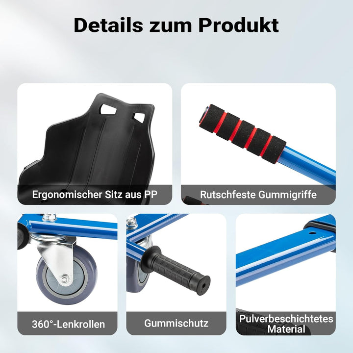 Wiltec Sitzscooter Rot, verstellbarer Kartsitz für Elektroscooter bis 120 kg, Sitzscooter kompatibel