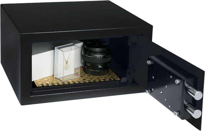HMF 49217-02 Safe Tresor mit Schlüssel, Möbeltresor | 31 x 17 x 25 cm | Schwarz 31 x 17 x 25 cm Schw
