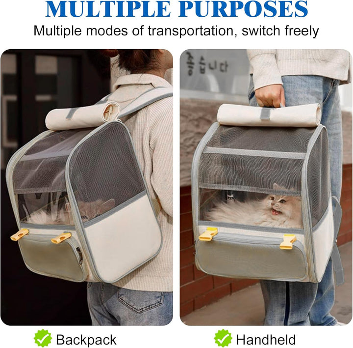 Katzenrucksack Haustier Rucksack mit Netzfenster: Gross Katzen Rucksack bis 8kg, Hunderucksack Faltb