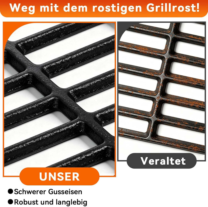 43 x 63 cm Gusseisen Grillrost für Enders Boston 3, Enders Monroe Pro 3, Landmann Triton 3 &amp; 4, Char