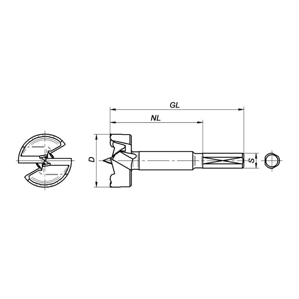 ENT 40108 Forsnterbohrer "Wave Cutter" Set 8-teilig Durchmesser (D) 15-20-25-30-35-40 mm