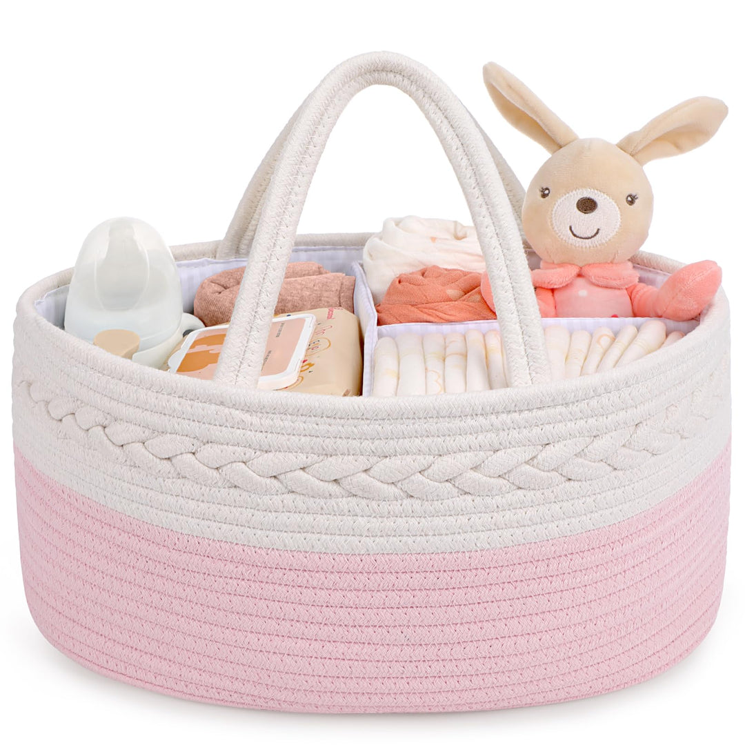Maliton Baby Windel Caddy Organizer，Wickeltisch Organizer Aufbewahrungskorb mit Herausnehmbaren Fäch