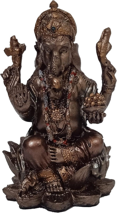 Purpledip Idol Ganesha (Ganpathi Vinayak) Sammelfigur Bronze-Finish Statue Idol für Heimtempel, 7,6