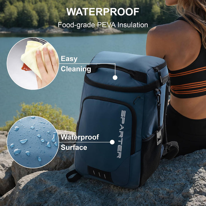 SPARTER Rucksack-Kühler, isoliert, auslaufsicher, 33 Dosen, wasserdicht, leicht, isoliert, Eistruhe,