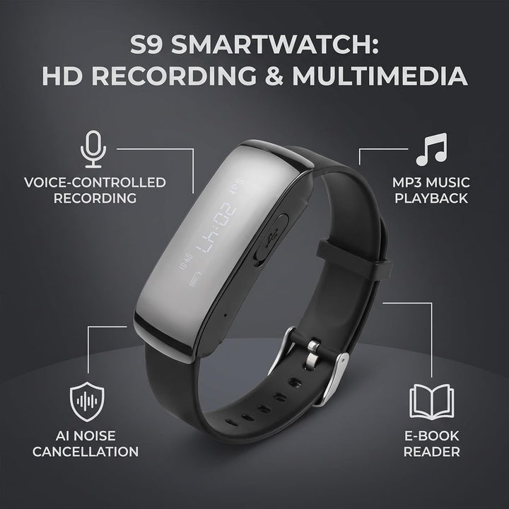 Diktiergerät-Uhr, Digitale Diktiergeräte mit Geräuschunterdrückung, Lange, Audio-Armband-Recorder mi