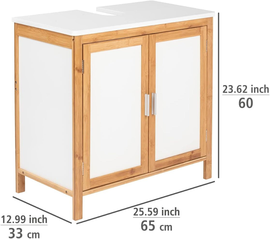 WENKO Waschbeckenunterschrank Finja, Waschbecken-Unterregal im Scandi Chic, mit Zwischenboden, 2 Tür