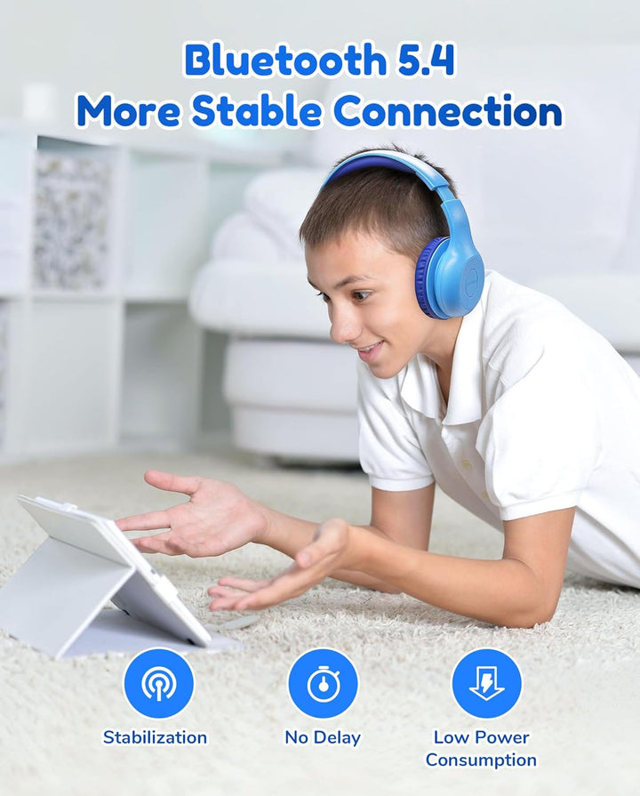 EarFun Bluetooth Kopfhörer Kinder, 74/85/94dB Lautstärkeregelung, HiFi Sound, HD-Mikrofon, 45 Std Ak