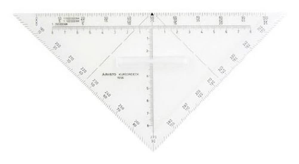 Aristo AR1556/5 Kursdreieck Air (Hypothenuse 22,5 cm, aus glasklarem Plexiglas, Plexiglasgriff, Mass