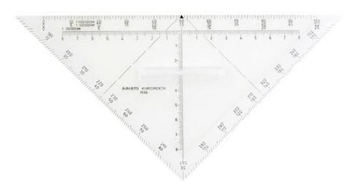 Aristo AR1556/5 Kursdreieck Air (Hypothenuse 22,5 cm, aus glasklarem Plexiglas, Plexiglasgriff, Mass