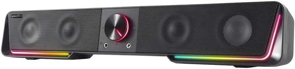 Speedlink Gravity RGB Stereo Soundbar – Lautsprecher mit Bluetooth-Verbindung für Smartphone/Tablet
