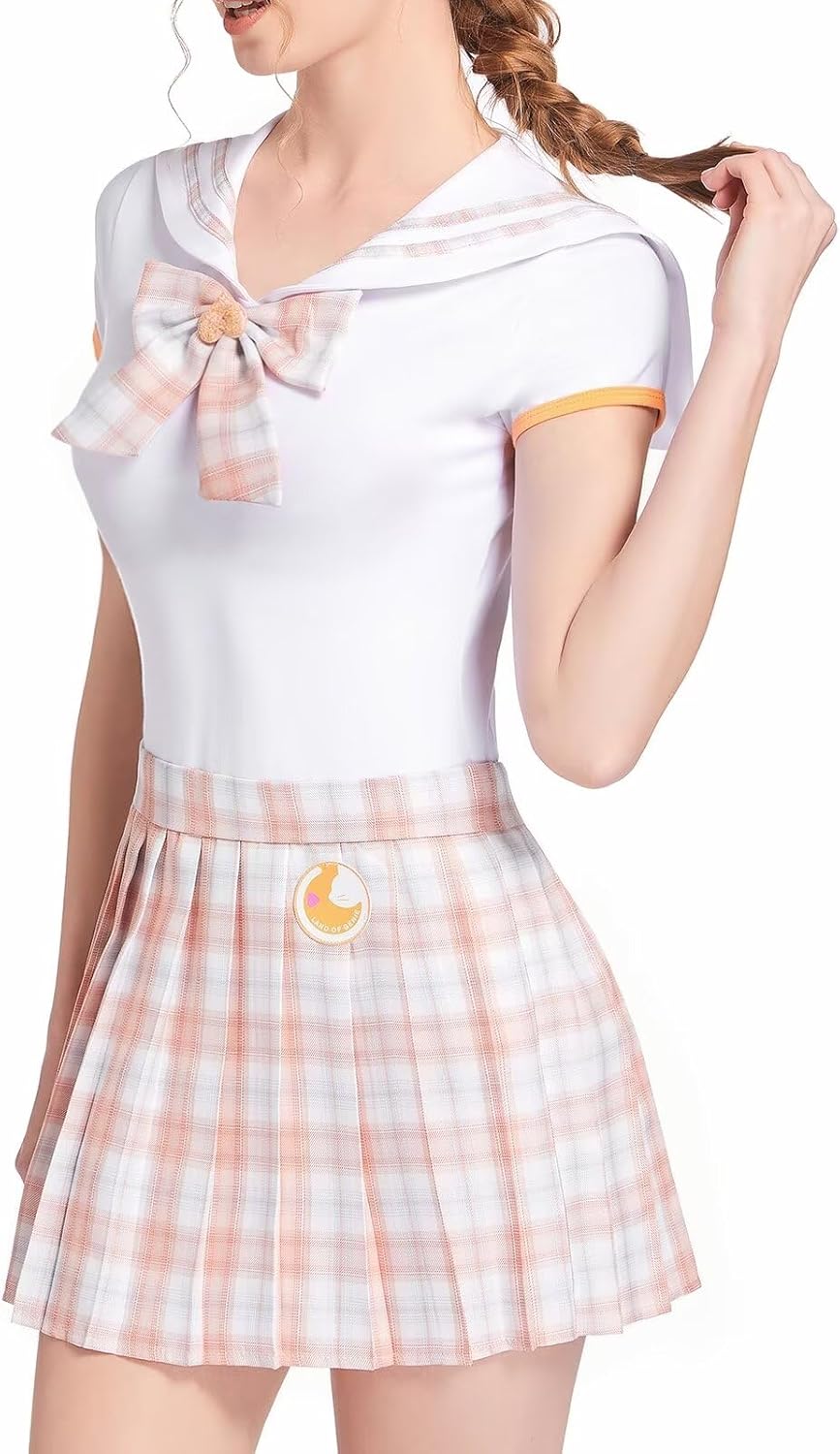 Landofgenie Damen Onesie Baumwolle Bodysuit Set für Damen Cosplay JK-Uniform Mädchen Rock-Sets Orang