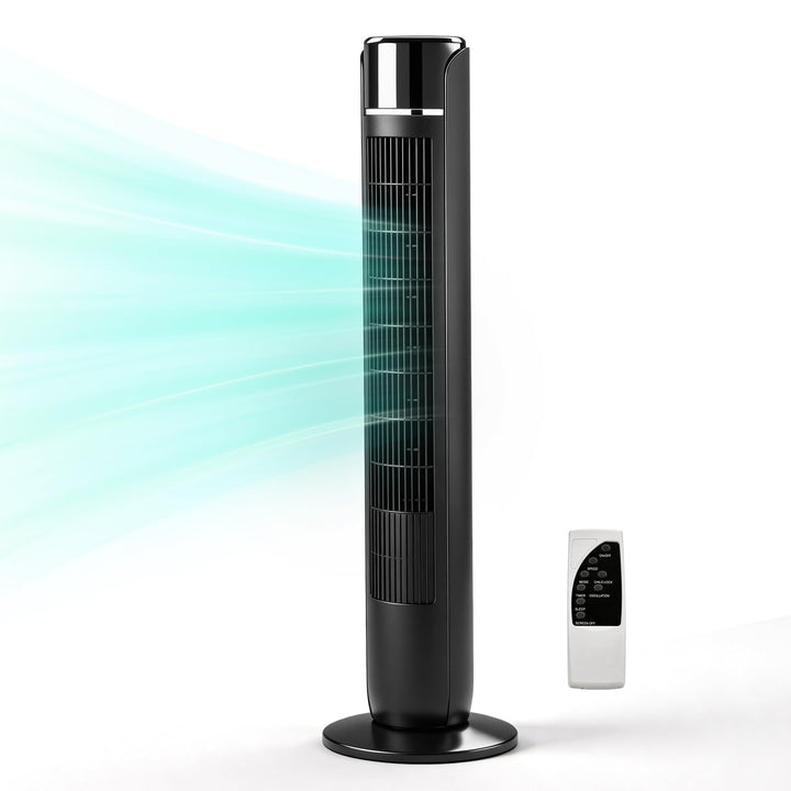 LEADZM Turmventilator mit Fernbedienung,Schwenkbarer Turm 90 cm,5 Gänge,Säulenventilator leiser Schl