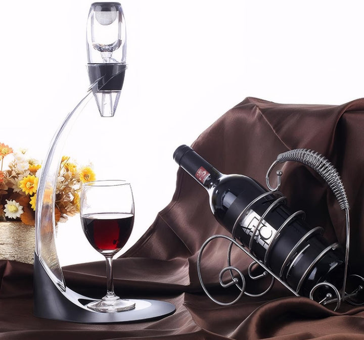 Luxus Wein Dekanter Set（ rotweingläser + Ständer），Weinbelüfter mit Filtration, Acrylmaterial，Vakuum