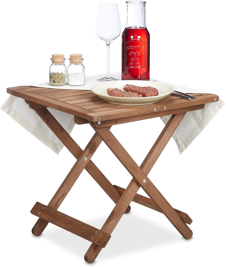 Relaxdays 50x50x50 cm, braun, 10038646_0 Klapptisch aus Holz, für Wohnzimmer, Balkon & Terrasse, tra