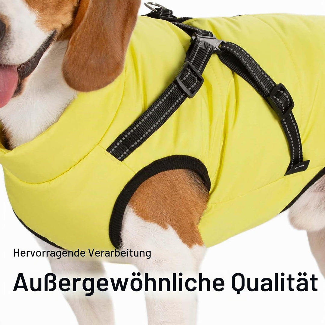 LUOWAN Hundemantel für kleine Hunde, Hundemantel mit Geschirr, Reflektierende Outdoor-Hundeweste, Wi