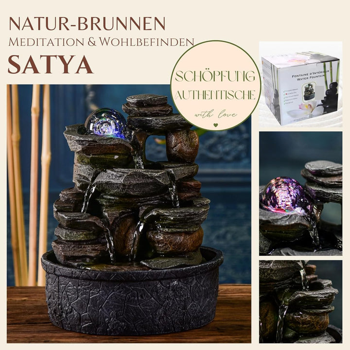 Innenbrunnen Naturkaskade Effekt Steingestein farbenfrohe Licht, Geschenkidee, Feng Shui Glücksobjek