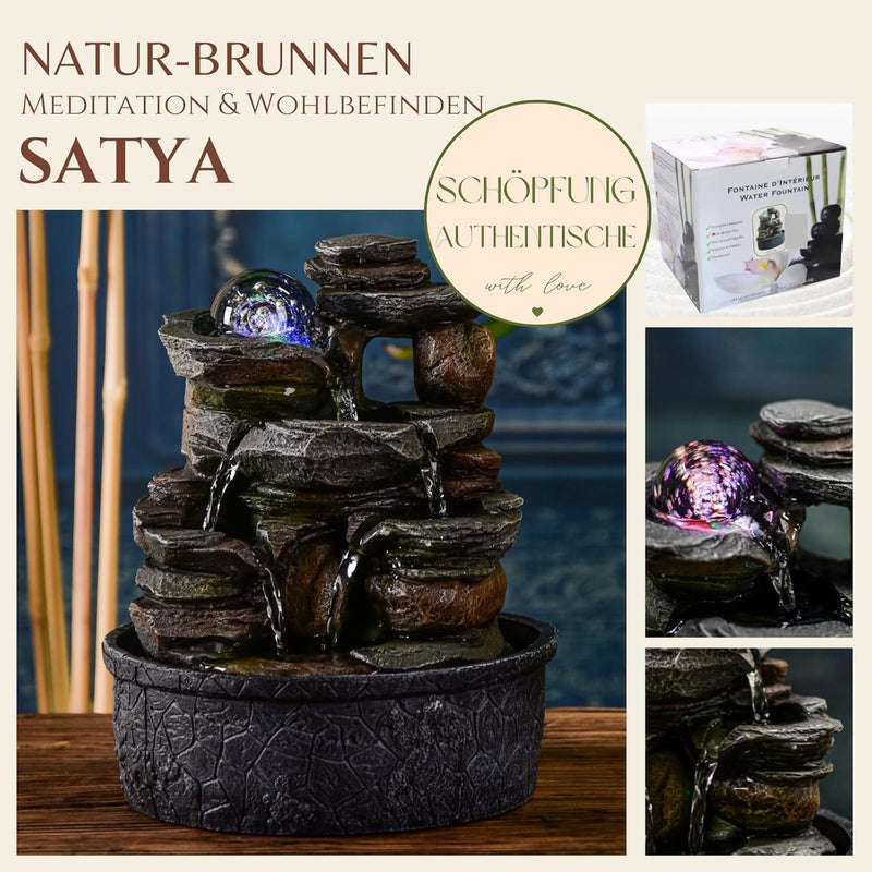 Innenbrunnen Naturkaskade Effekt Steingestein farbenfrohe Licht, Geschenkidee, Feng Shui Glücksobjek