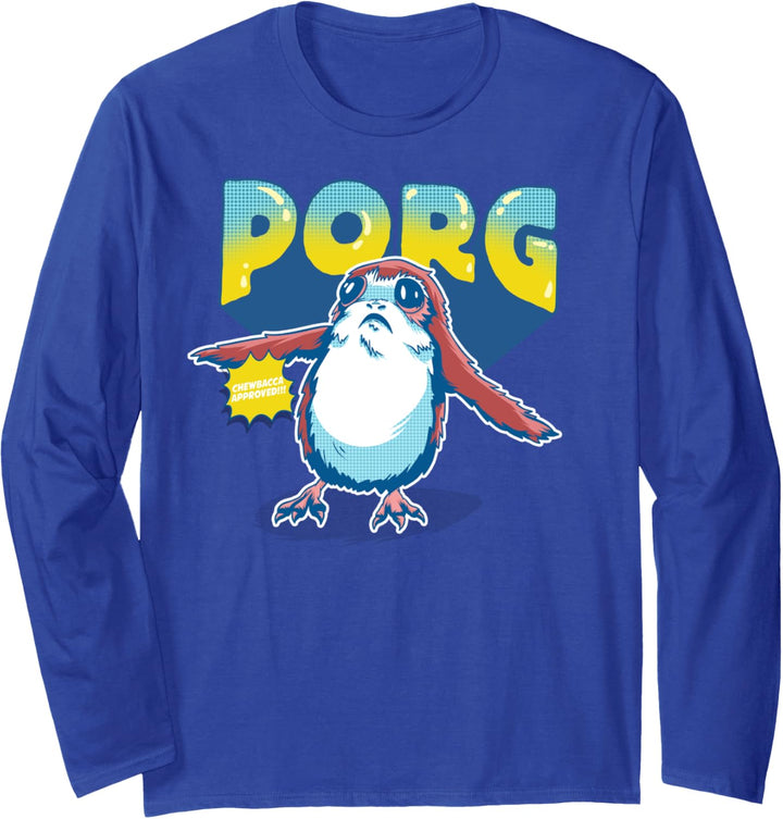 Star Wars Porg Chewbacca Approved Comic Portrait Langarmshirt