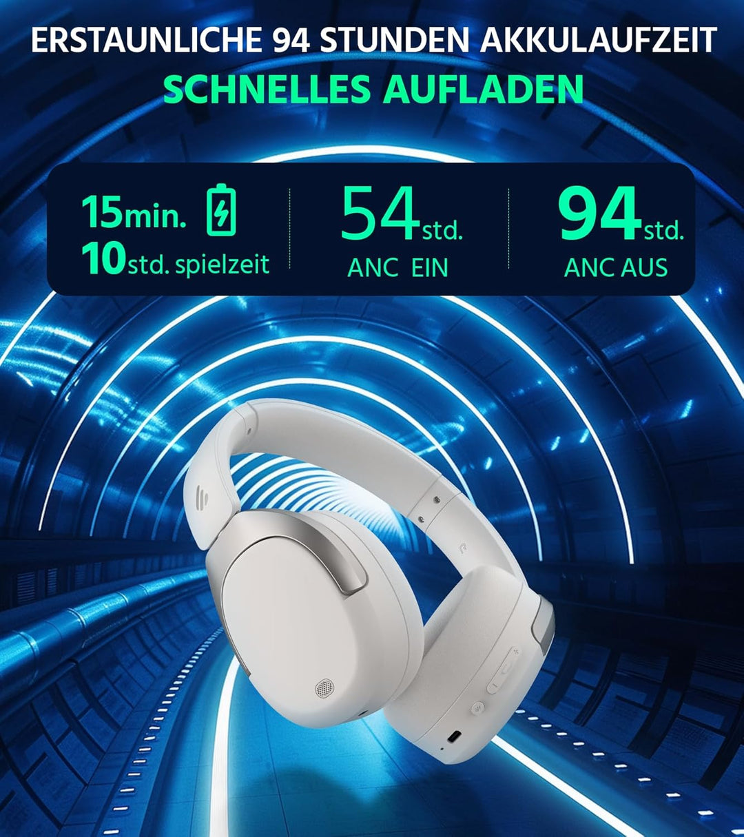 Edifier W830NB Wireless Over Ear Kopfhörer mit -45dB ANC, 94Std. AKKU, LDAC Hi-Res Sound, Spatial Au