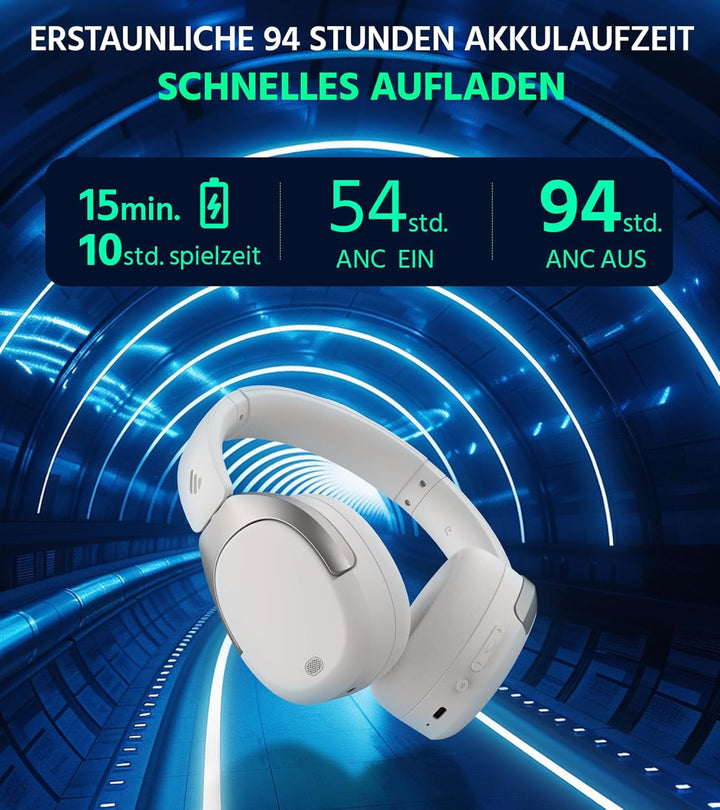 Edifier W830NB Wireless Over Ear Kopfhörer mit -45dB ANC, 94Std. AKKU, LDAC Hi-Res Sound, Spatial Au