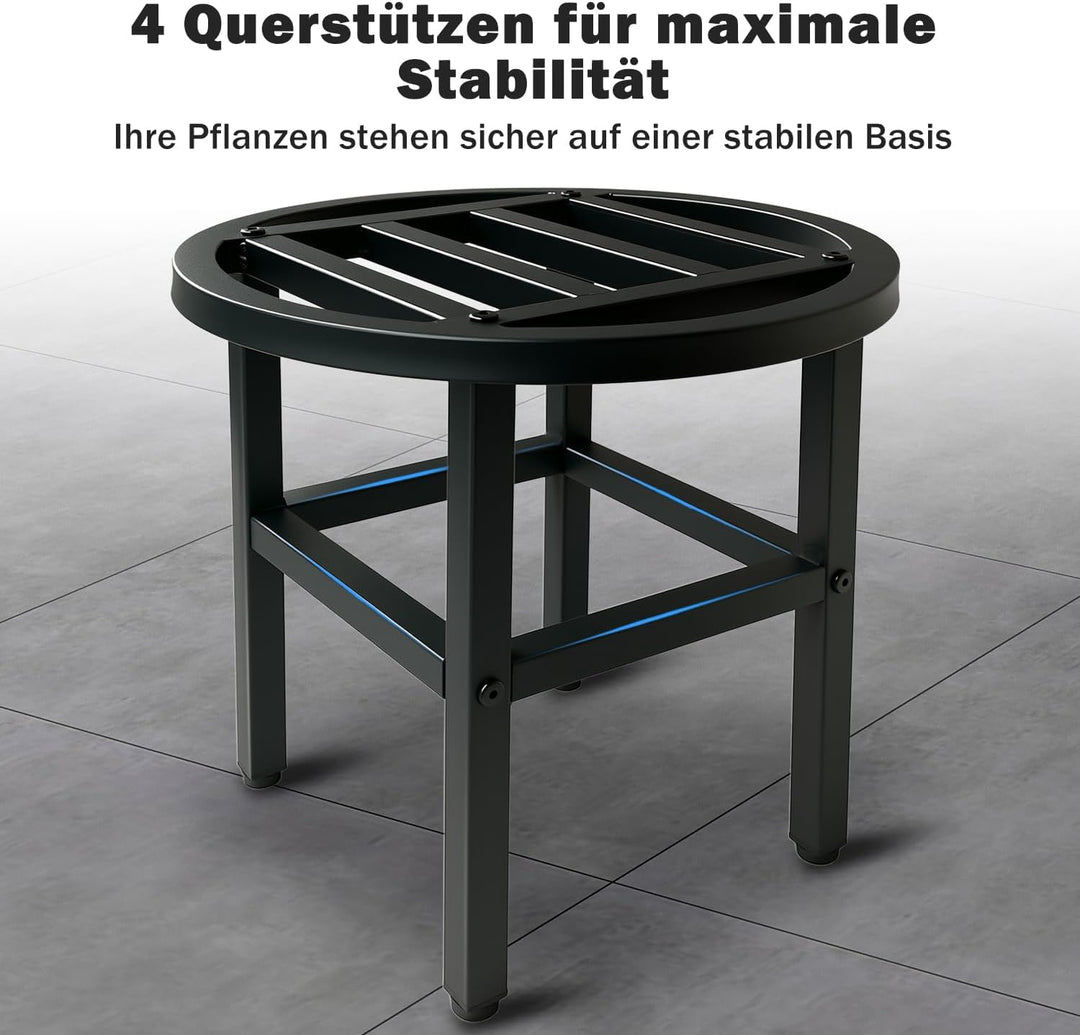 Metall Pflanzenständer Outdoor,33cm rund Schwarz Schwerlast Blumenständer Blumenhocker drinnen draus