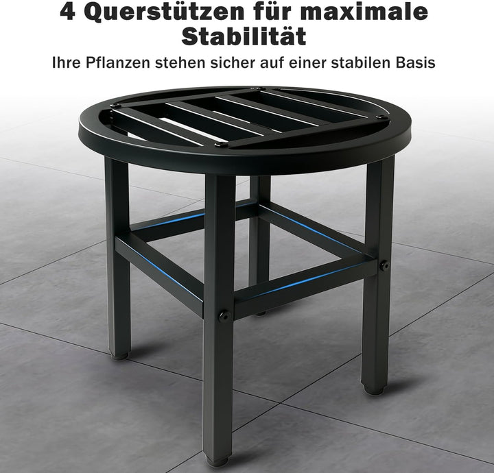 Metall Pflanzenständer Outdoor,33cm rund Schwarz Schwerlast Blumenständer Blumenhocker drinnen draus