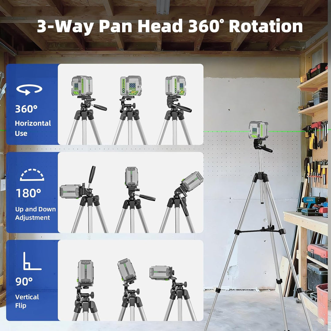 Huepar Pro Nivellierger mit 140 cm Stativ, selbstnivellierend, wiederaufladbar Pulsmode, umschaltbar